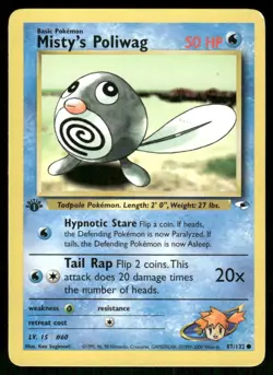 Pokemon Tcg NM Misty's Poliwag [1st Edition] #87 Gym Heroes - Image 1
