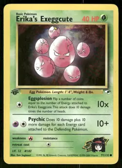 Pokemon Tcg NM Erika's Exeggcute [1st Edition] #77 Pokemon Gym Heroes - Image 1