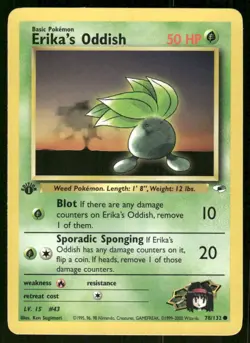 Pokemon Tcg NM Erika's Oddish [1st Edition] #78 Pokemon Gym Heroes - Image 1