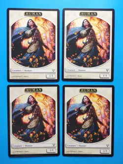 MTG 4x Human Token x4 NM Avacyn Restored Magic Playset White 1/1 - Image 1