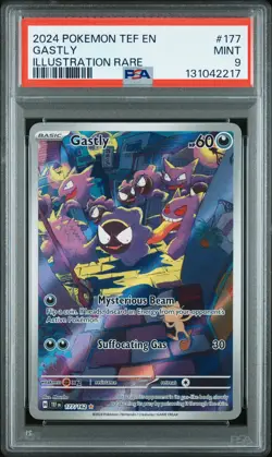 2024 POKEMON TEF EN-TEMPORAL FORCES ILLUSTRATION RARE #177 GASTLY PSA 9 - Image 1