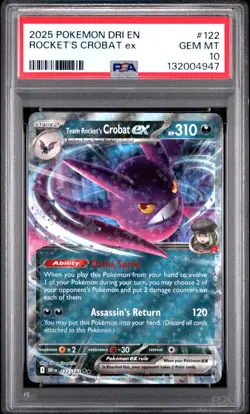 PSA 10 - TEAM ROCKET'S CROBAT EX - #122/182 2025 POKEMON DRI EN-DESTINED RIVALS - Image 1