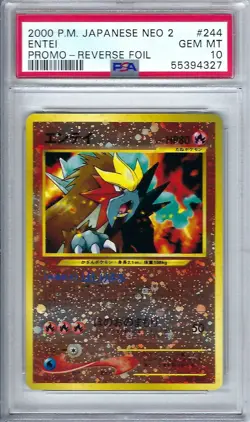 2000 Pokemon Japanese Neo 2 Promo #244 Entei Reverse Foil JP - PSA 10 - Image 1