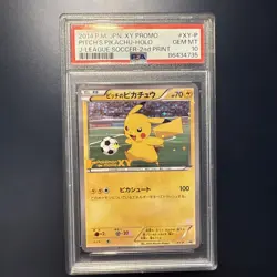 2014 POKEMON JPN XY PROMO J-LEAGUE SOCCER-2ND PRINT PITCH'S PIKACHU-HOLO PSA 10 - Image 1