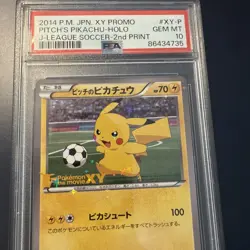 2014 POKEMON JPN XY PROMO J-LEAGUE SOCCER-2ND PRINT PITCH'S PIKACHU-HOLO PSA 10 - Image 2
