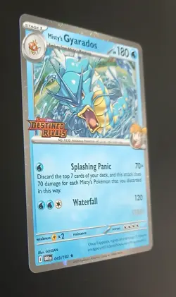 Pokemon Destined Rivals Mistys Gyarados Stamped STAFF 049/182 - Image 3