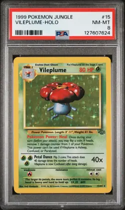 1999 POKEMON JUNGLE #15 VILEPLUME-HOLO PSA 8 - Image 1