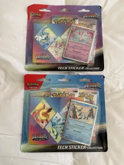 (Set of 2) Pokemon TCG Prismatic Evolutions Tech Sticker Collection New Sealed - Image 1