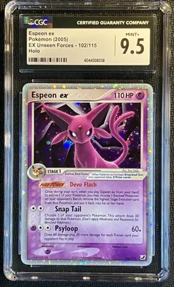 Pokemon Espeon ex EX Unseen Forces #102 2005 CGC 9.5 Mint+ PSA cross potential - Image 1