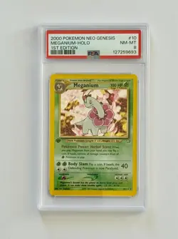 Pokemon Neo Genesis #10 Meganium Holo 1st Edition PSA NM-MT 8 - Image 1