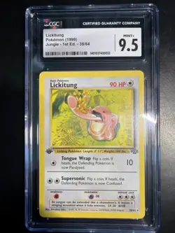 CGC 9.5 MINT+ Lickitung 1999 Jungle 1st Edition 38/64 Pokemon Card - Image 1
