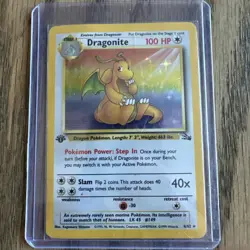 1999 POKEMON CARD DRAGONITE FOSSIL 1ST EDITION #4/62 -HOLO - Image 1