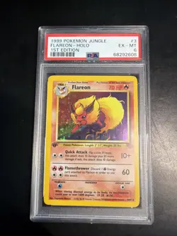 Pokemon TCG Flareon Jungle Holo Card 3/64 1st Edition Rare PSA 6 EX MT - Image 1