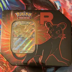 Pokemon TCG Team Rocket Tin with 5 Booster Packs & Persian ex Promo Card - Image 1