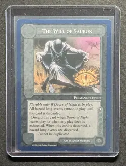 Mint Rare THE WILL OF SAURON Middle Earth CCG Card NM Unlimited Blue Border ￼ - Image 1
