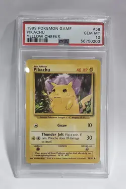 1999 Pokemon Game #58 Pikachu Yellow Cheeks PSA 10 Card - Image 1