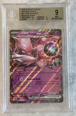 Team Rocket's Mewtwo ex 081/182 Sv10: Destined Rivals Holo BGS 9 Graded Pokemon - Image 1