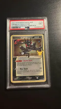 Greninja Gold Star 144 Pokemon PSA 9 MINT Celebrations Elite Trainer Box Promo - Image 1