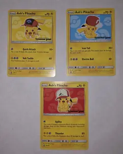Pokemon TCG Ash's Pikachu 3 Card Lot SM109/111/113 Black Star Promo - Image 1
