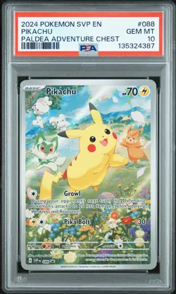 2024 POKEMON SVP EN-SV BLACK STAR PROMO PALDEA ADVENTURE CHEST PIKACHU PSA 10 - Image 1
