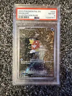 2023 POKEMON PAL EN-PALDEA EVOLVED ILLUSTRATION RARE #203 MAGIKARP PSA 8 - Image 1