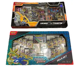 Pokemon Premium Collections Box 2x Lucario V & Tyranitar V Box And Sea & Sky Box - Image 3