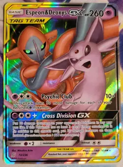 Pokemon Espeon & Deoxys GX 72/236 Sm-Unified Minds Holo Ultra Rare TAG TEAM - Image 1