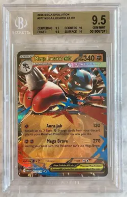 Mega Lucario ex 077/132 Me01: Mega Evolution Holo BGS 9.5 Graded Pokemon - Image 1