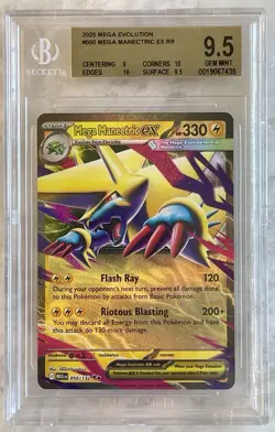 Mega Manectric ex 050/132 Me01: Mega Evolution Holo 9.5 BGS GRADED POKEMON - Image 1