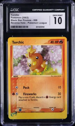 2004 POKEMON BLACK STAR PROMO TARGET #017 TORCHIC CGC 10 GEM MINT - Image 1