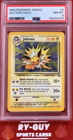 1999 POKEMON JUNGLE HOLO JOLTEON #4 PSA 8 - Image 1