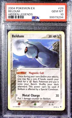 Pokemon Beldum EX Hidden Legends NON HOLO #29 PSA 10 Gem Mint - Image 1
