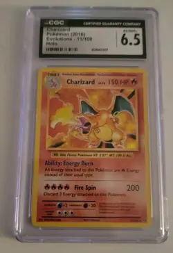 2016 POKEMON XY EVOLUTIONS 11/108 CHARIZARD HOLO CGC 6.5 GEM MINT - Image 1