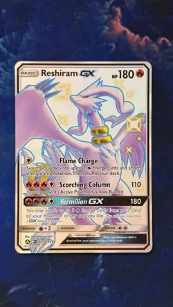 Pokemon Reshiram GX SV51/SV94 Hidden Fates Shiny Vault Full Art Holo 180HP Card - Image 1