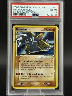 2005 POKEMON EX DELTA SPECIES GOLD STAR #111 GROUDON-HOLO PSA 6 Regrade Card - Image 1
