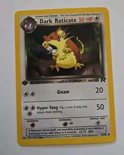 Pokemon Team Rocket 1st Edition Regular Finish Dark Raticate 51/82 NM-MT OC9 - Image 1