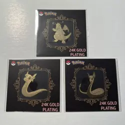 24k Gold Plated Pokemon Sticker (2023 Korean) - Dratini, Dragonair, & Dragonite - Image 1
