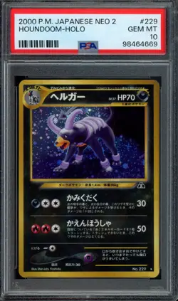 Pokemon Houndoom Holo 2000 Japanese Neo 2 #229 PSA 10 Gem Mint - Image 1