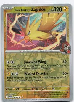 Team Rocket's Zapdos 070/182 Rare Reverse Holo SV10: Destined Rivals NM Pokemon - Image 1