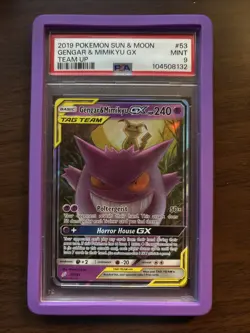Pokemon 2019 Sun & Moon Team Up #53 Gengar & Mimikyu GX PSA 9 - Image 1