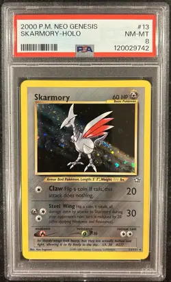 Pokemon 2000 Neo Genesis Skarmory Holo Rare 13/111 💎PSA 8 - Image 1