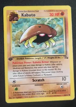 TCG Pokemon 1st Edition Fossil Kabuto 50/62 Common WOTC MP' - Image 1