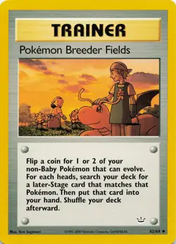Pokemon Pokemon Breeder Fields Uncommon Neo Revelation #62/64 NM - Image 1