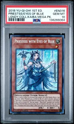 2018 PSA 10 YUGIOH LCKC 1ST ED SECRET RARE PRIESTESS WITH EYES OF BLUE 💎 - Image 1