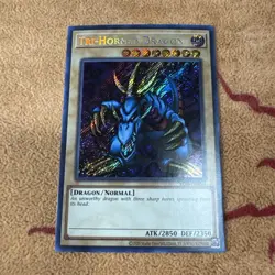 🔥 YUGIOH Tri-Horned Dragon LOB-EN000 SECRET RARE NEAR MINT LEGEND OF BLUE-EYES - Image 2
