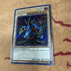 🔥 YUGIOH Tri-Horned Dragon LOB-EN000 SECRET RARE NEAR MINT LEGEND OF BLUE-EYES - Image 4