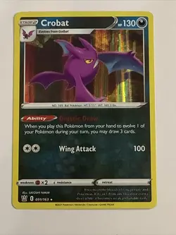 Pokemon Crobat Battle Styles Holo Rare 91/163 TCG Card LP Pokemon A-36 - Image 1