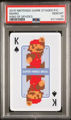 2015 Nintendo Game Stages Super Mario Bros King of Spades Playing Card PSA 10 - Image 1
