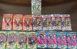 16 Packs Pokemon Scarlet and Violet 15 Stellar Crown (10 Cards) 1 Fabula Zombie - Image 1