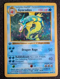 1999 Pokemon Gyarados Base Set 1st Edition Holo Rare 006/102 LP SHIPS FAST - Image 1
